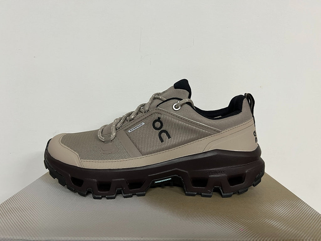 On Cloudrock Low Waterproof Hiking Shoes in Taupe / Beige