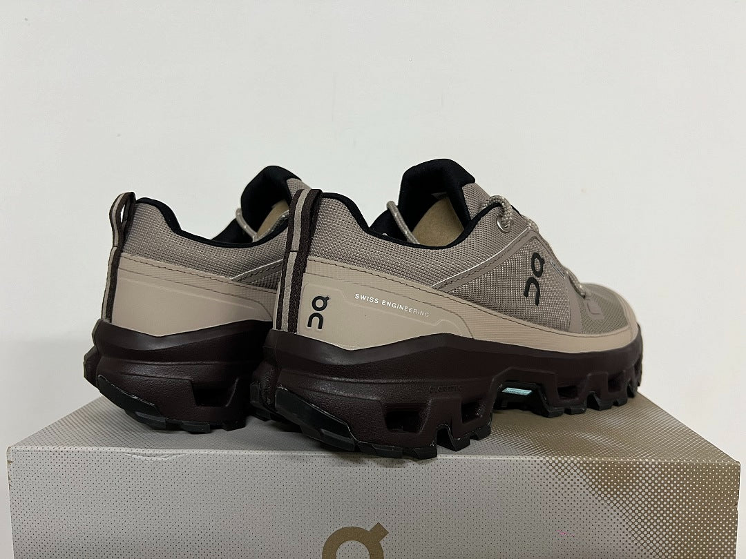 On Cloudrock Low Waterproof Hiking Shoes in Taupe / Beige