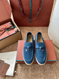 Loro Piana Summer Charms Walk Suede Loafers - Denim Blue