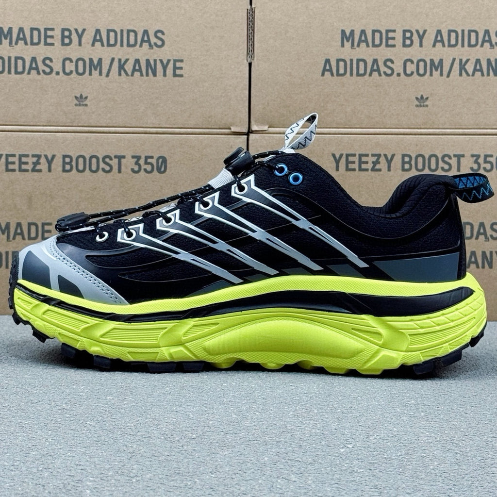 Hoka Mafate Three2 Black | Fluorescent green