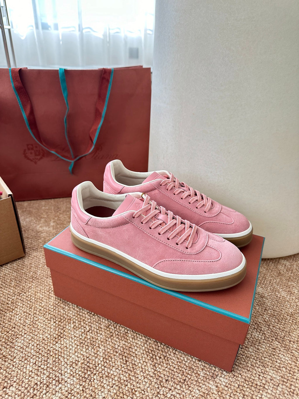 Loro Piana Suede Low-Top Sneakers - Rose Pink