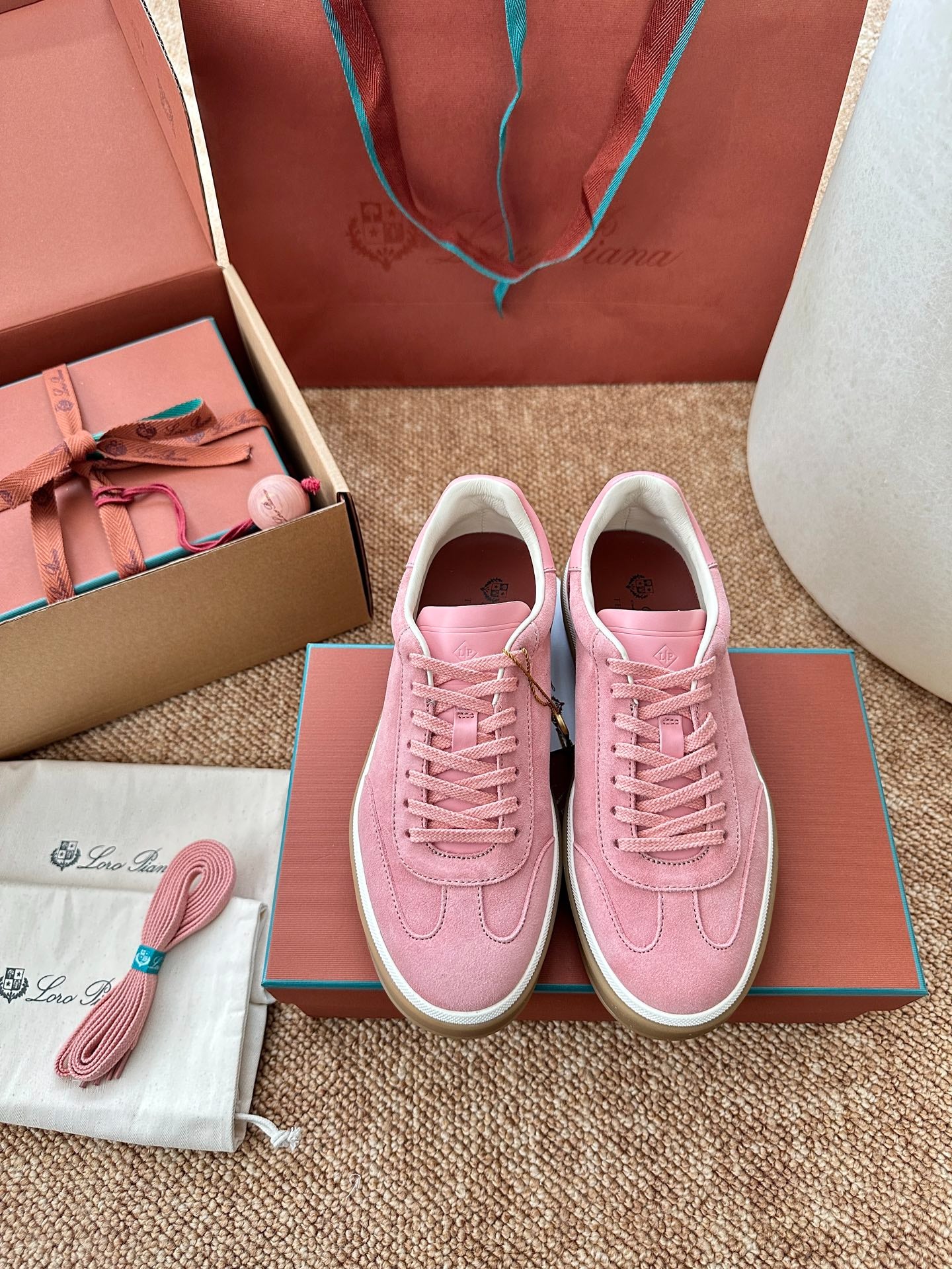 Loro Piana Suede Low-Top Sneakers - Rose Pink