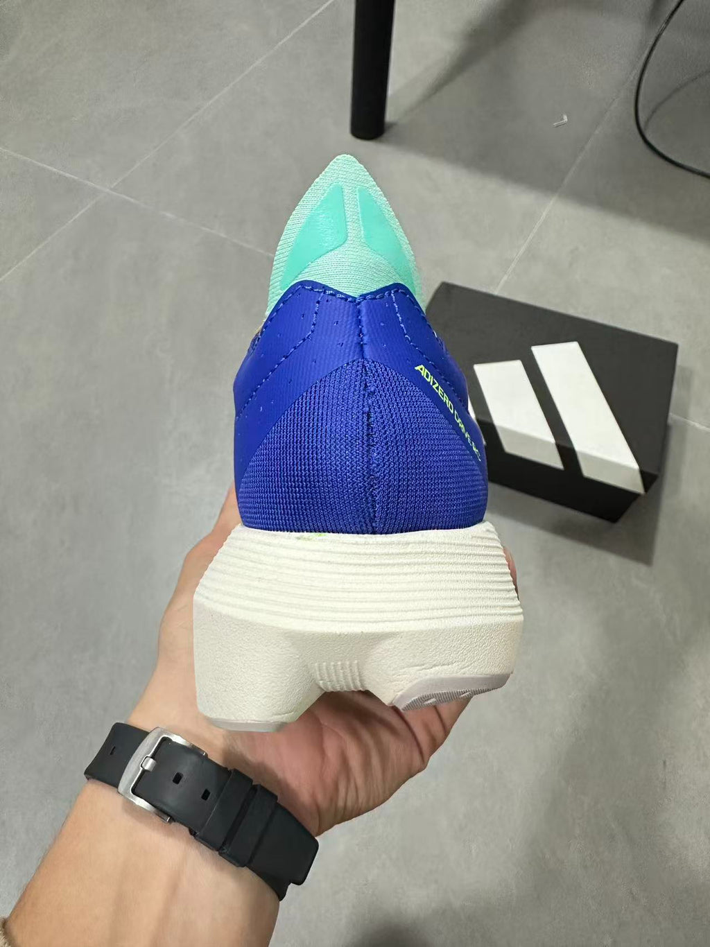 Adidas ADIZERO DRIVE RC (Royal Blue / Zero Metallic / Lucid Lemon colorway)
