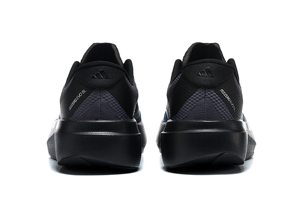 Adidas Adizero Evo SL Running Shoes in Black / Blue / Silver Metallic