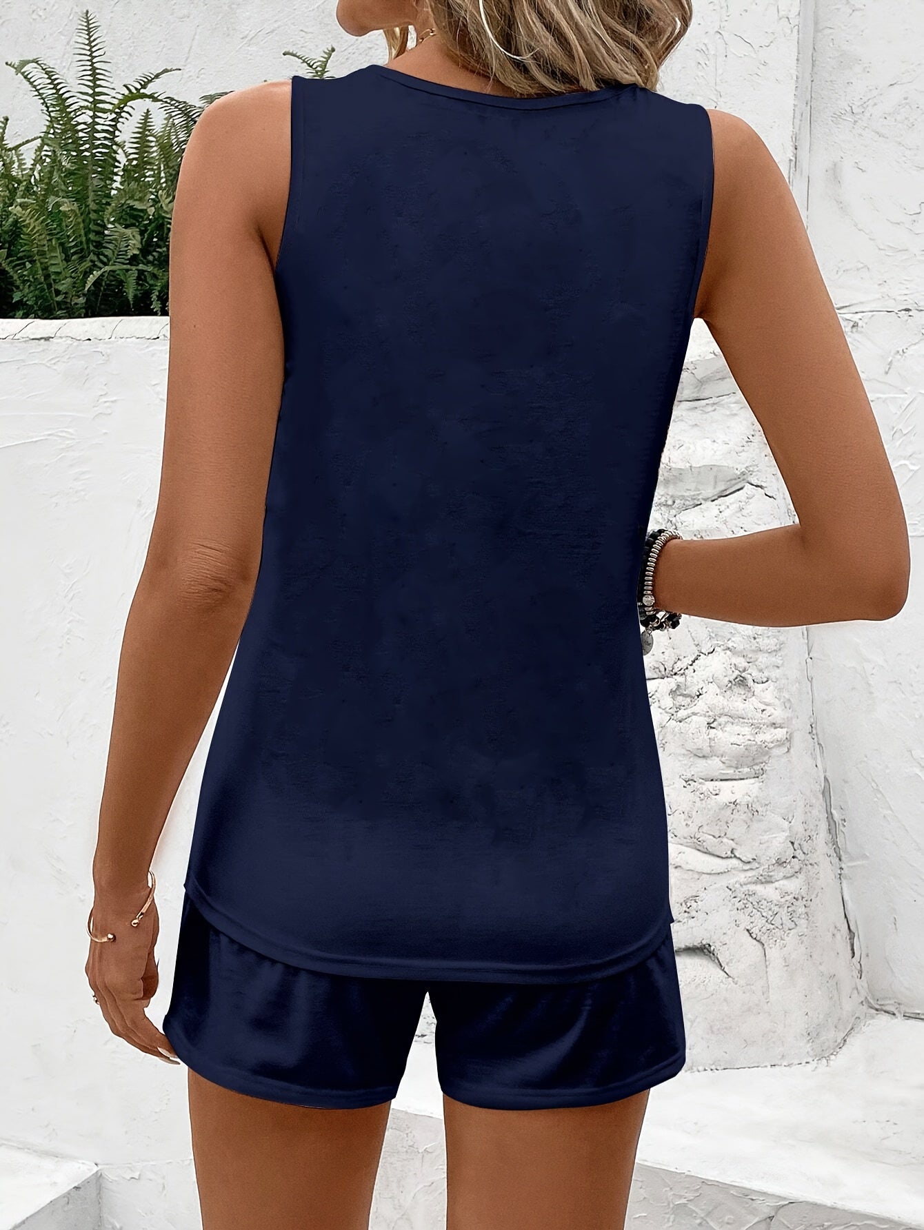 Women's Vest and Solid Color Shorts Set