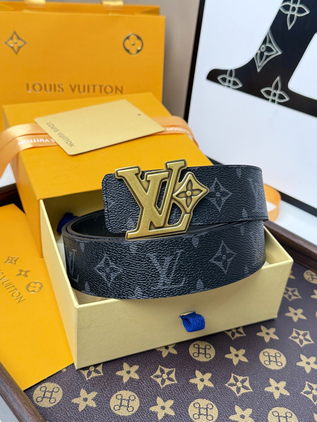 LV Monogram Eclipse Flower Buckle 40mm Belt