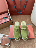 Light Green Suede Slip-On Mules, Loro Piana Style