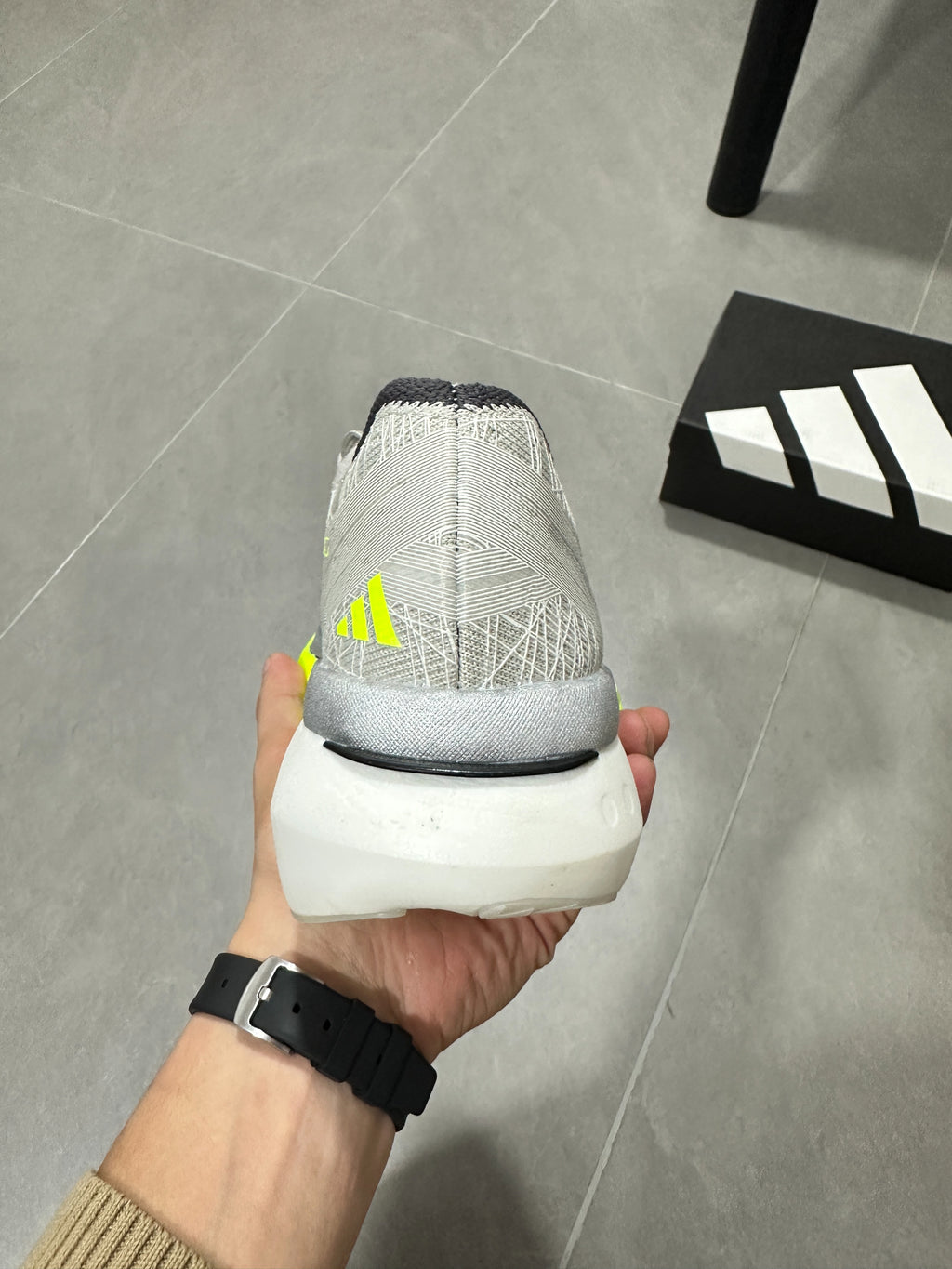 Adidas ADIZERO ADIOS PRO 4 (Grey / Black / Volt colorway)