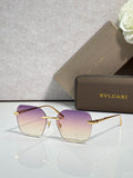 BVLGARI Gold-Tone Rimless Sunglasses with Purple-Yellow Gradient Lenses & Serpenti-Inspired Temples