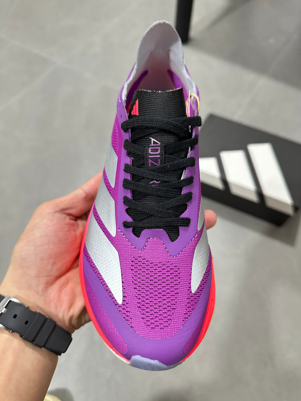 Adidas Duramo Speed (Purple / Silver / Pink-Red Gradient colorway)