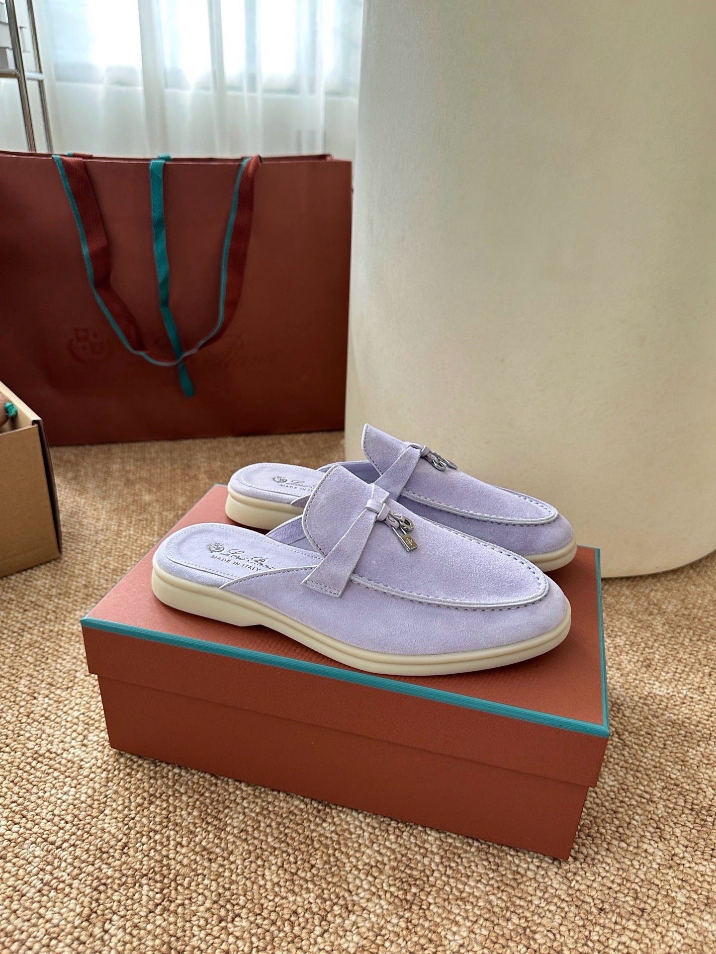 Loro Piana Summer Charms Walk Suede Mules - Lavender