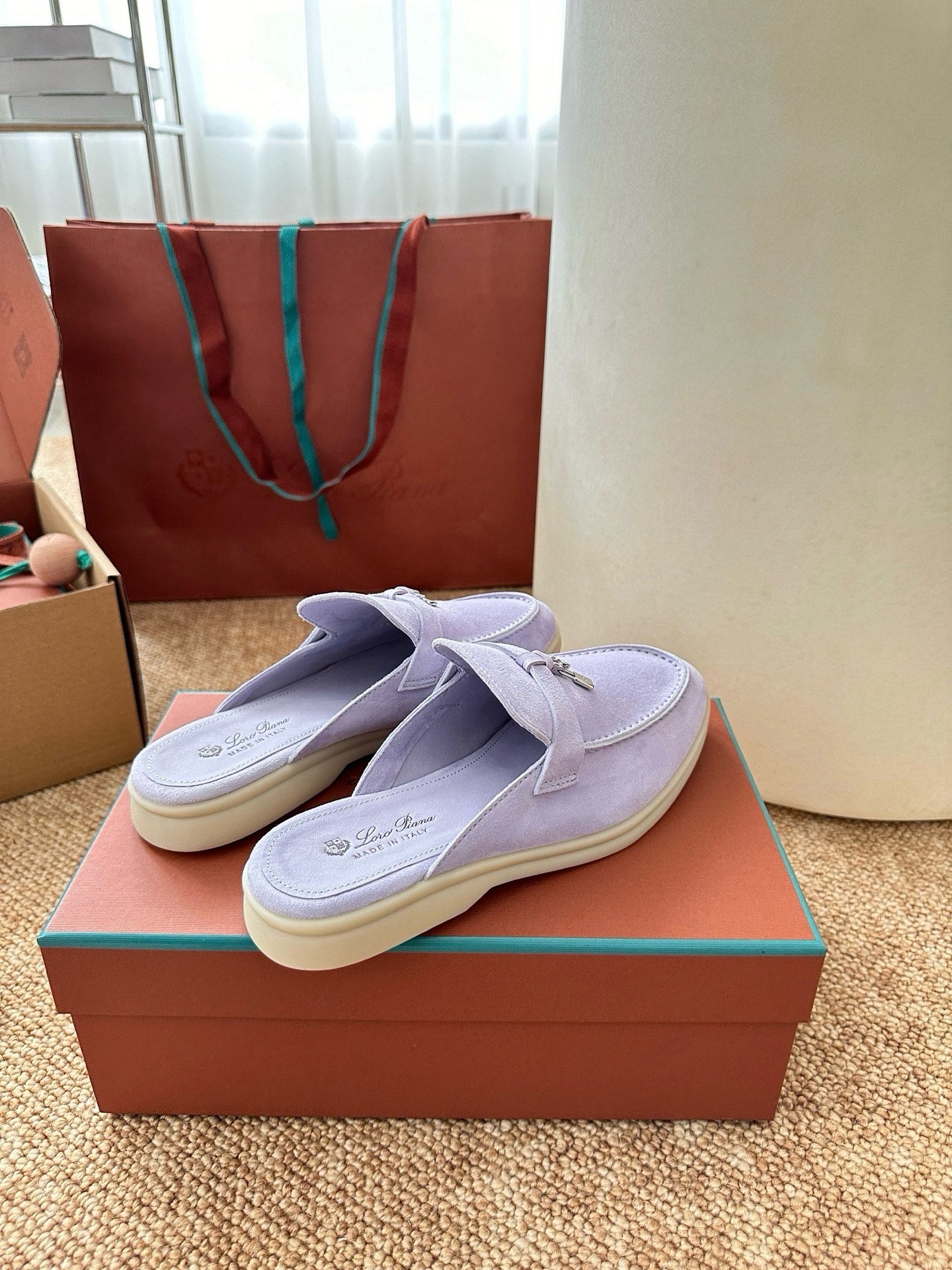 Loro Piana Summer Charms Walk Suede Mules - Lavender