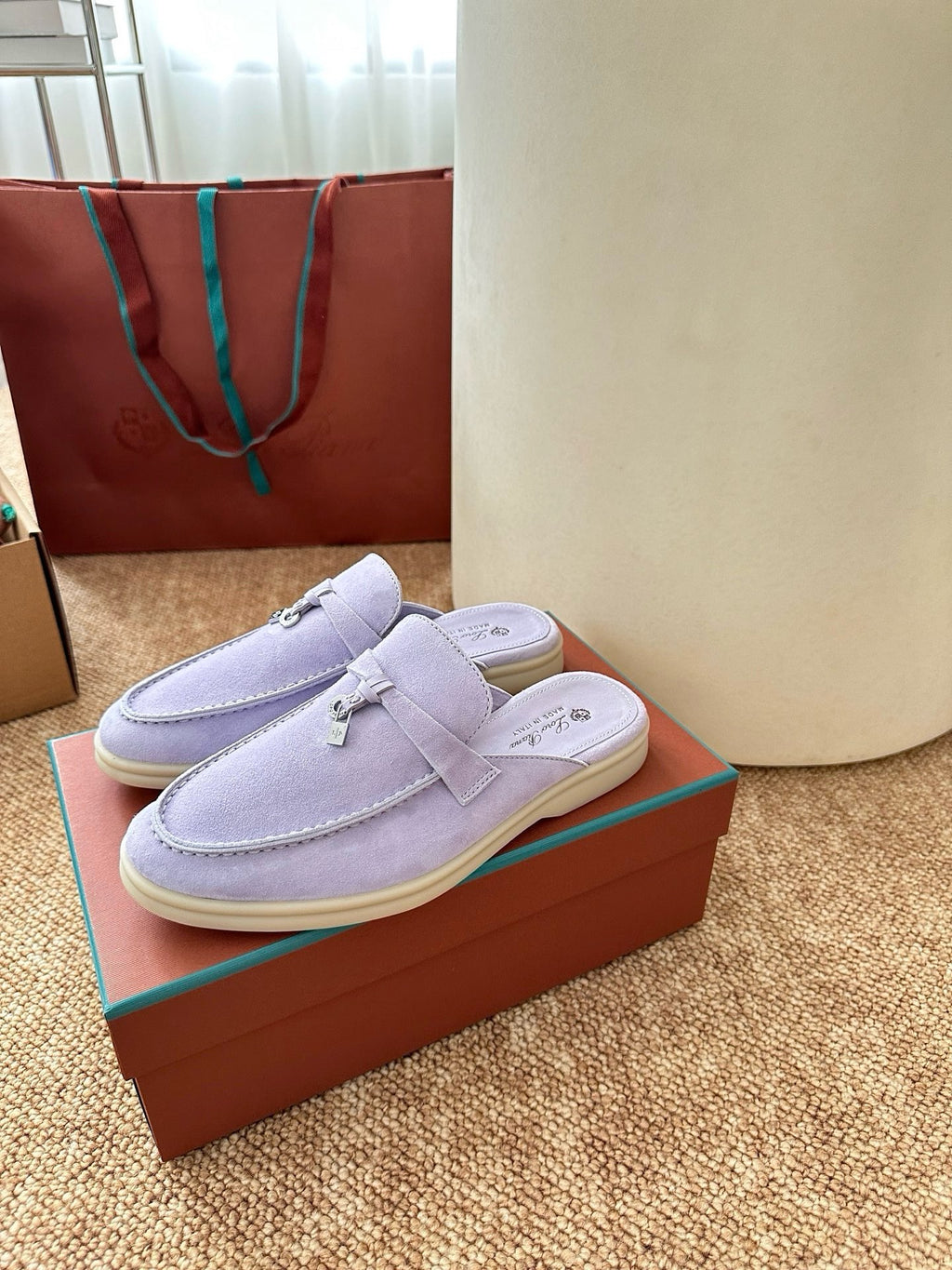 Loro Piana Summer Charms Walk Suede Mules - Lavender