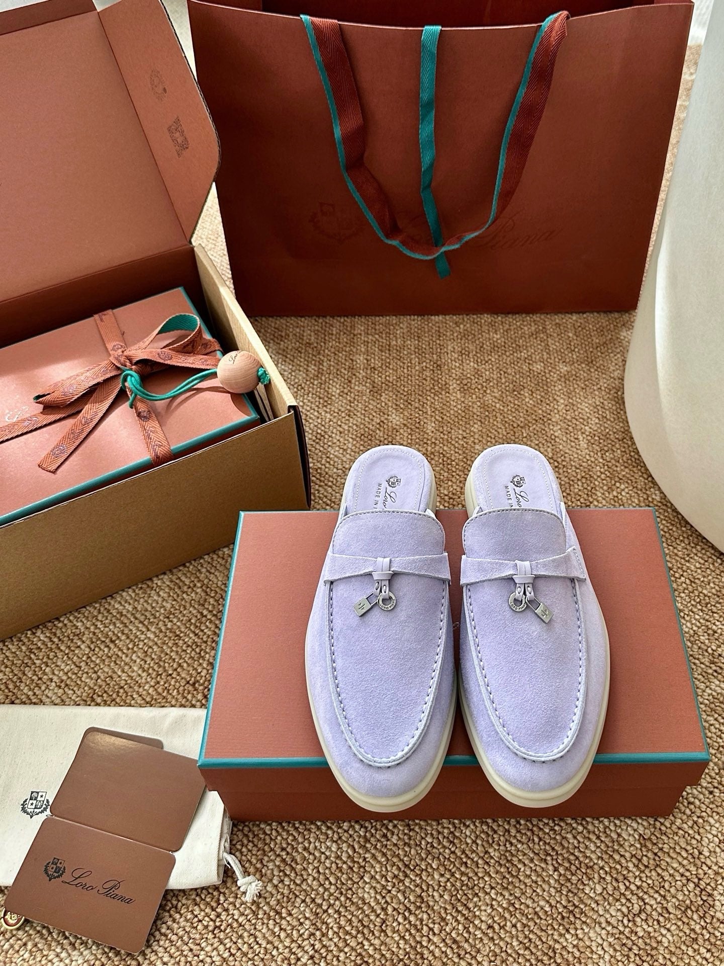 Loro Piana Summer Charms Walk Suede Mules - Lavender