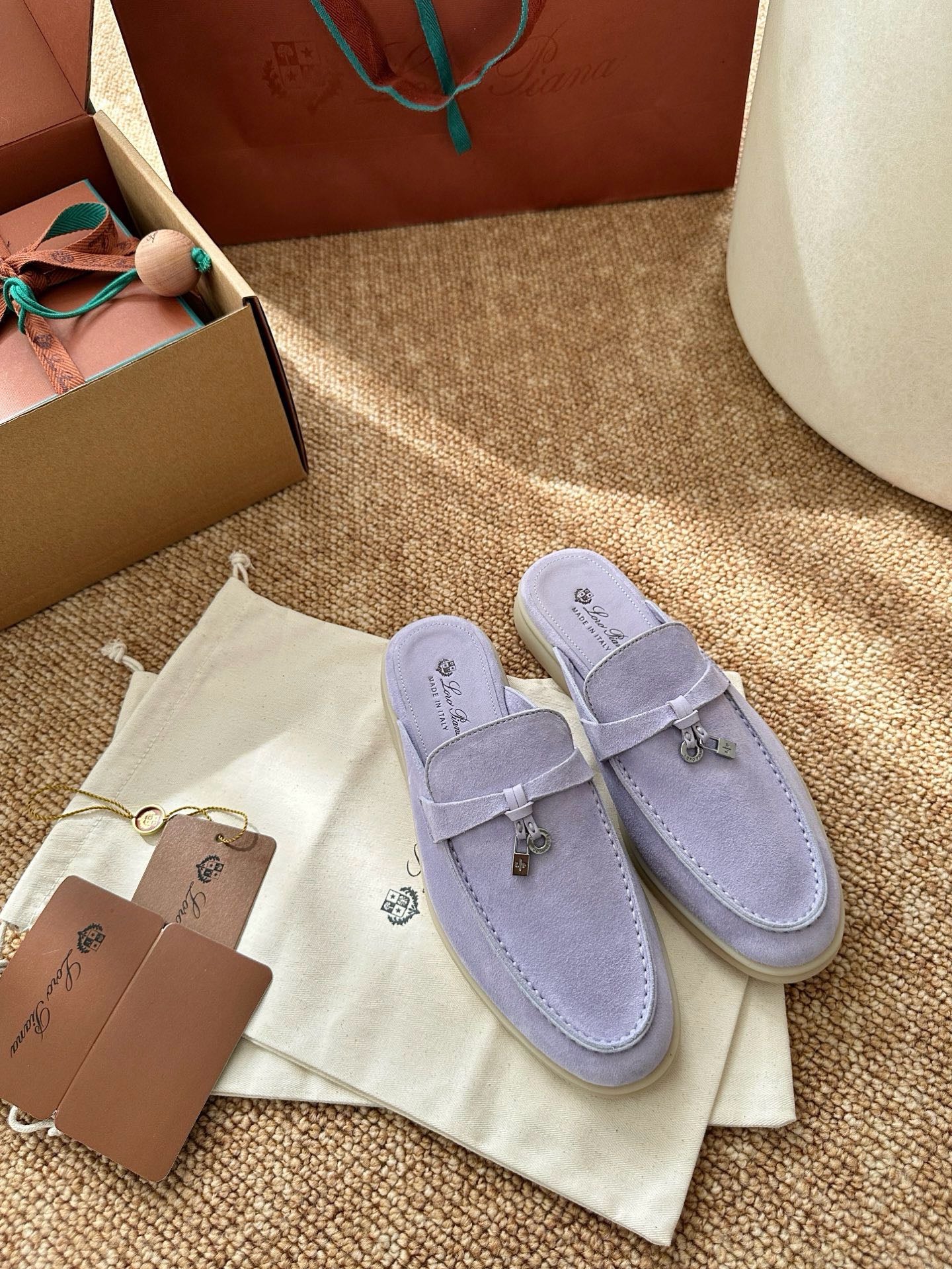 Loro Piana Summer Charms Walk Suede Mules - Lavender