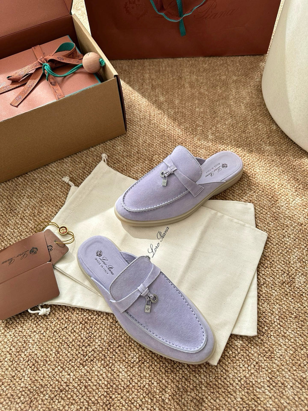 Loro Piana Summer Charms Walk Suede Mules - Lavender