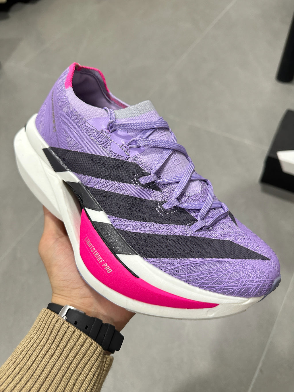Adidas ADIZERO ADIOS PRO 4 (Purple / Black / Pink colorway)