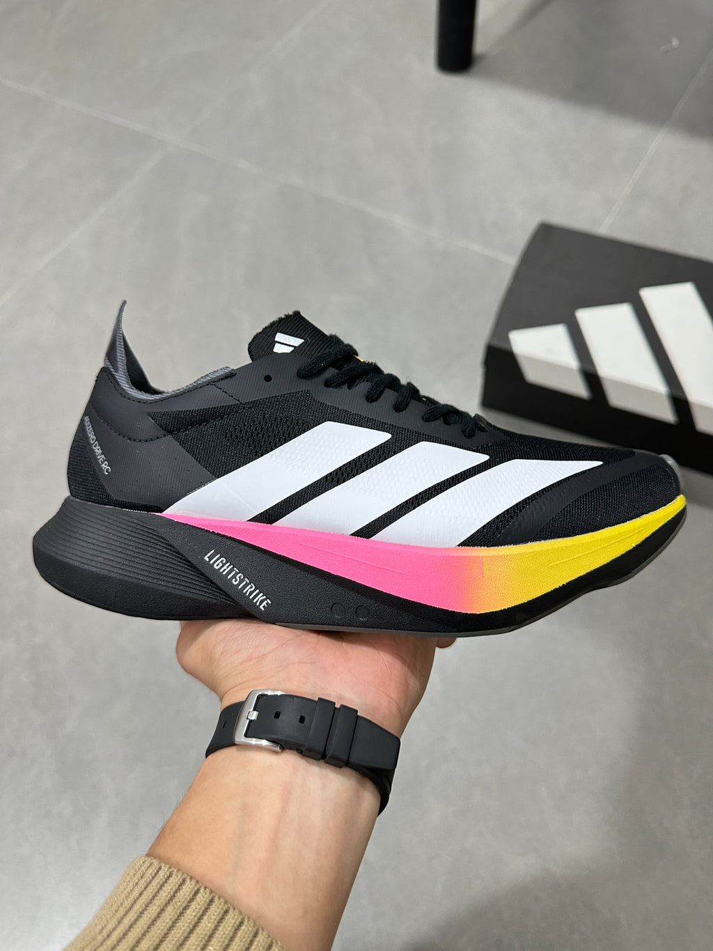 Adidas Duramo Speed (Core Black / Silver Metallic / Pink/Yellow Gradient colorway)
