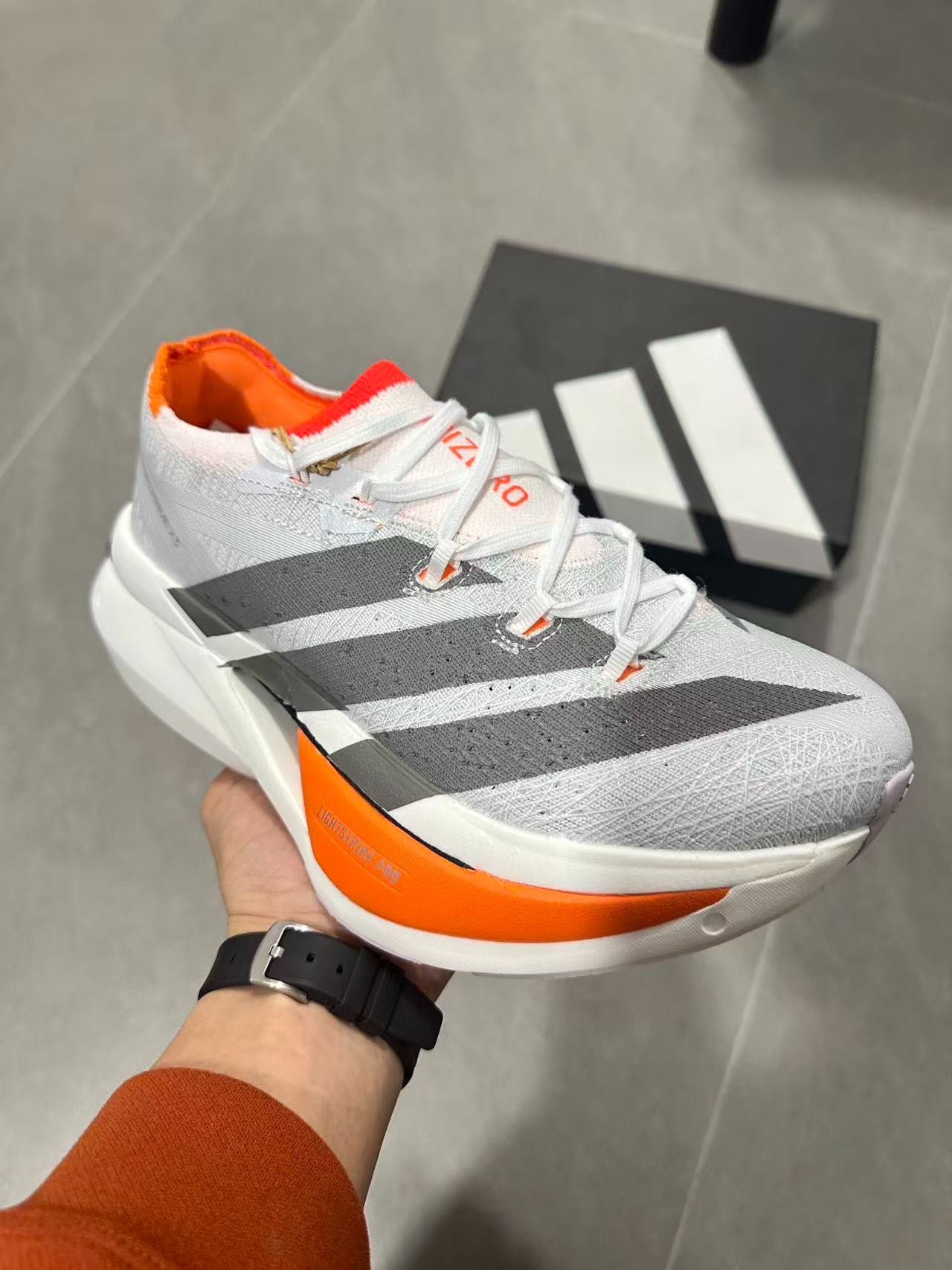 Adidas Adizero Prime X3 Strung Shoes Gray | Orange
