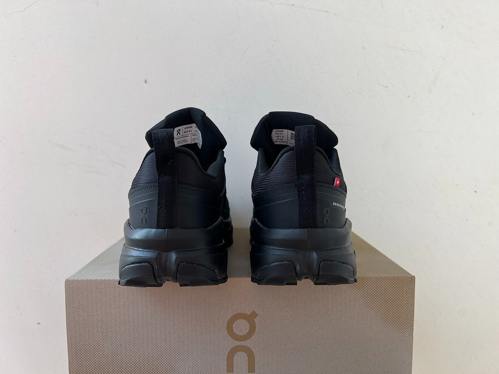 On Cloudrock Low Waterproof Hiking Shoes in All Black