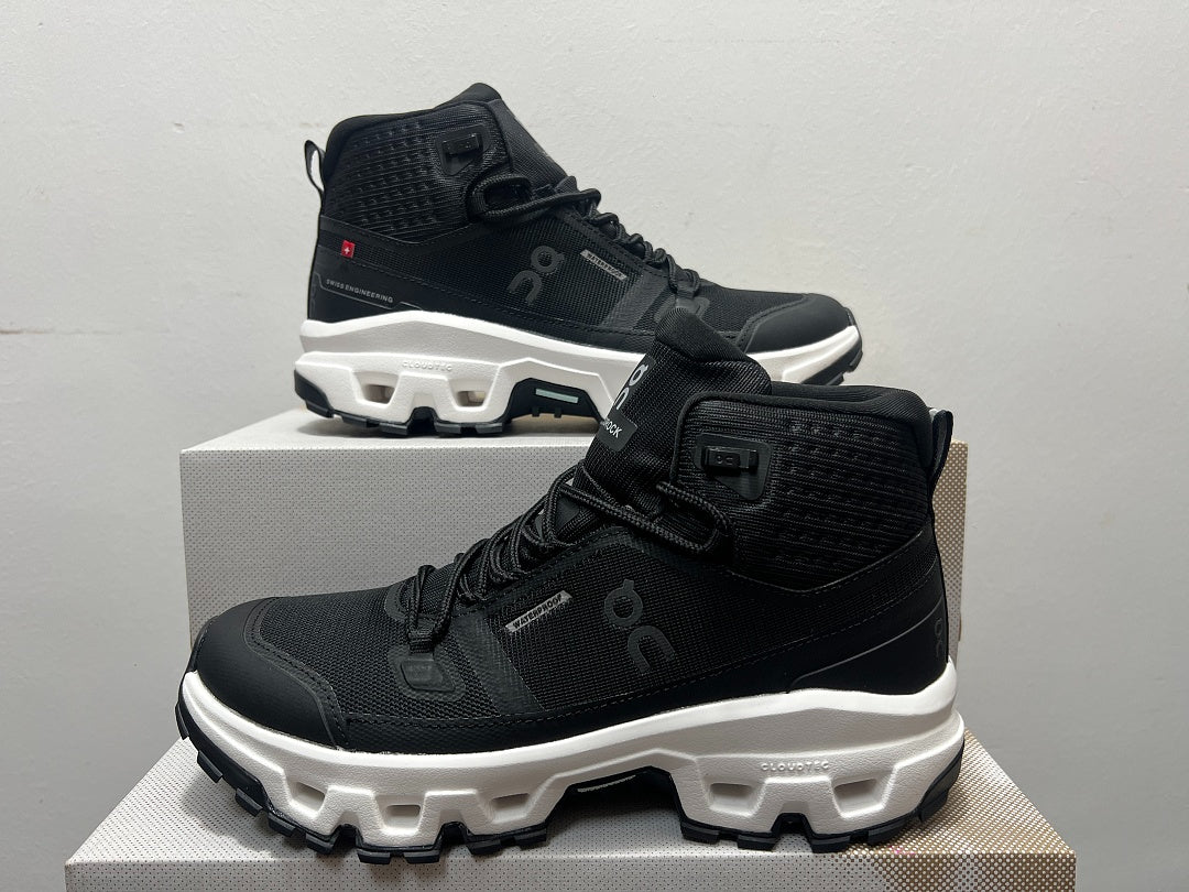 On Cloudrock Mid Waterproof Hiking Boots in Black
