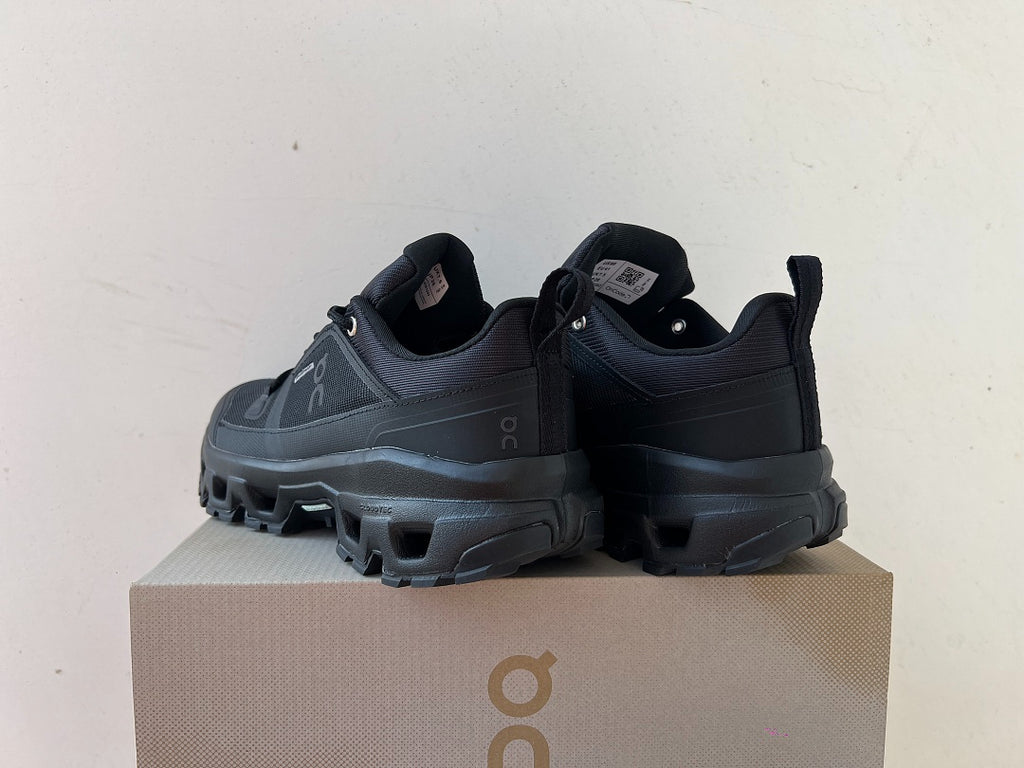 On Cloudrock Low Waterproof Hiking Shoes in All Black