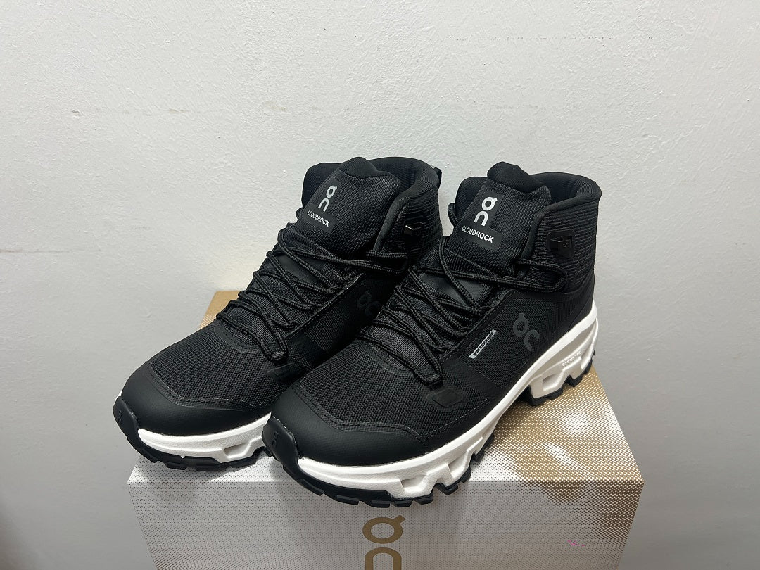 On Cloudrock Mid Waterproof Hiking Boots in Black