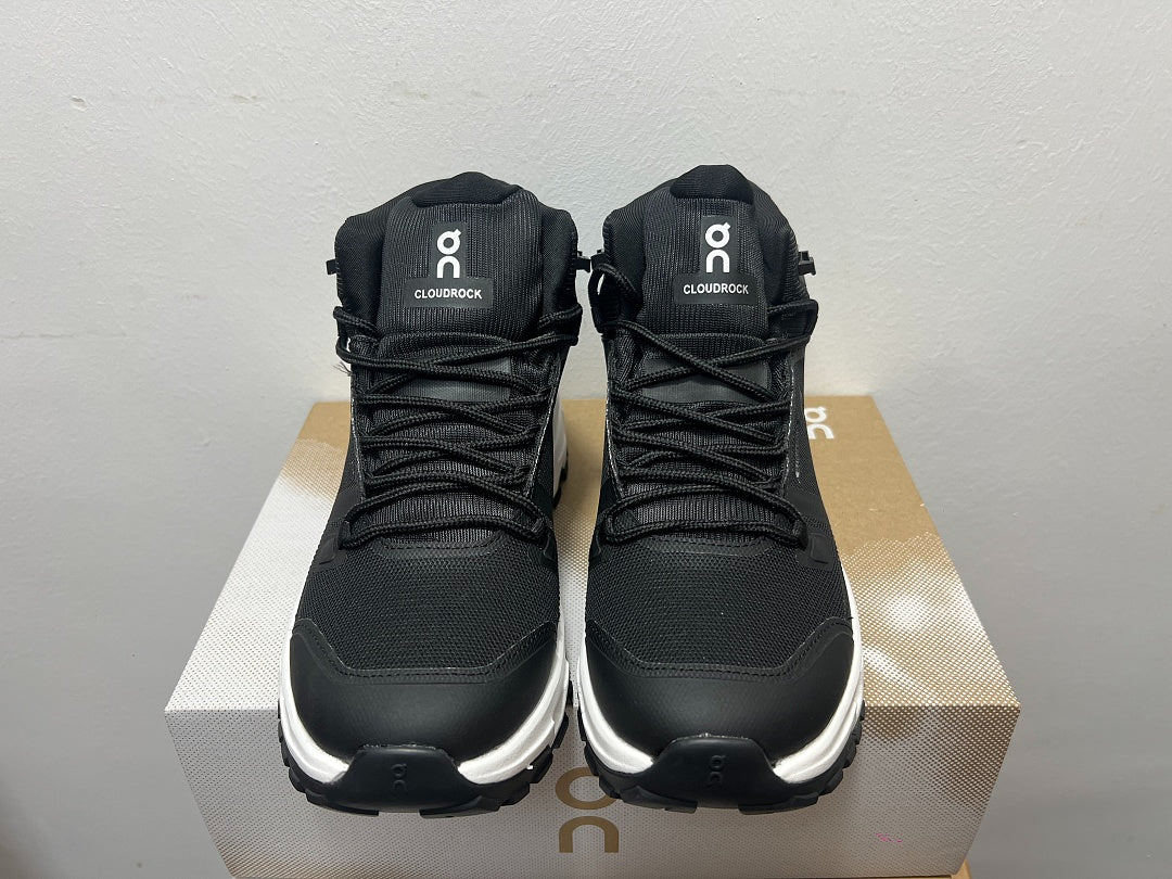 On Cloudrock Mid Waterproof Hiking Boots in Black
