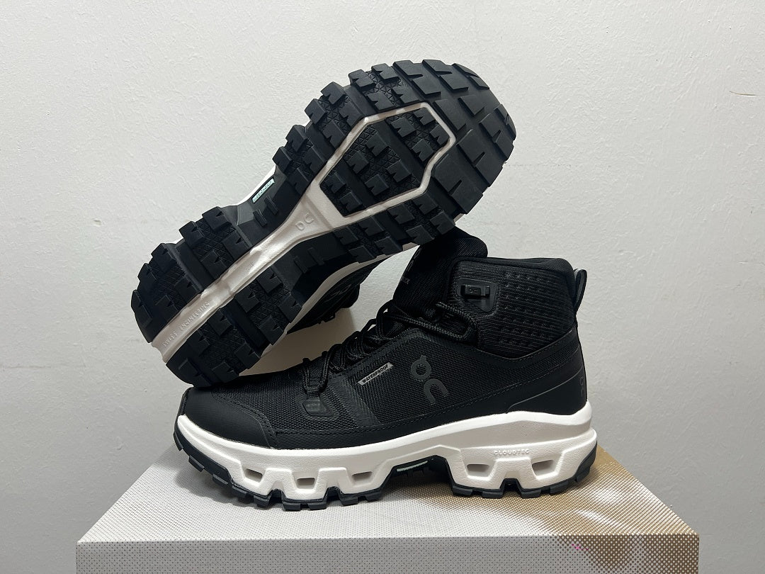On Cloudrock Mid Waterproof Hiking Boots in Black