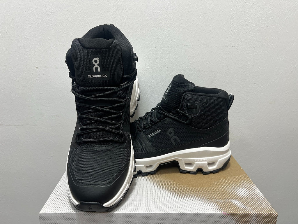 On Cloudrock Mid Waterproof Hiking Boots in Black