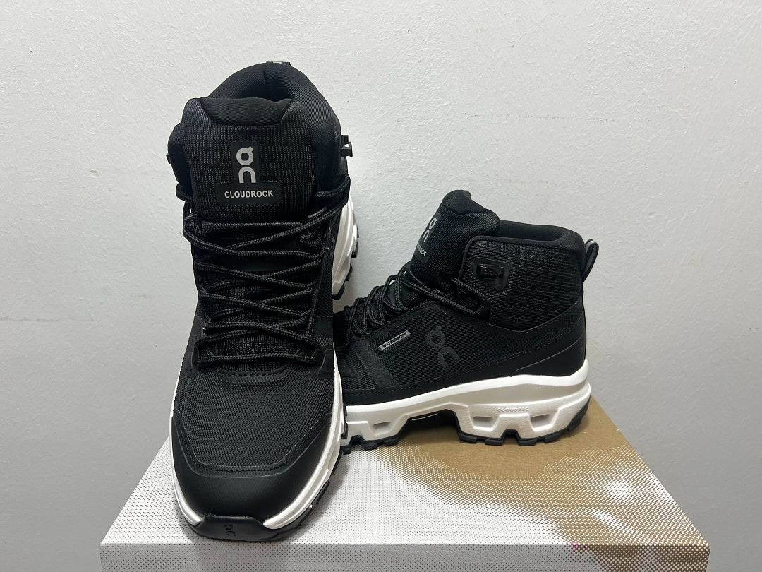 On Cloudrock Mid Waterproof Hiking Boots in Black