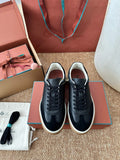 Loro Piana Leather & Suede Low-Top Sneakers - Black
