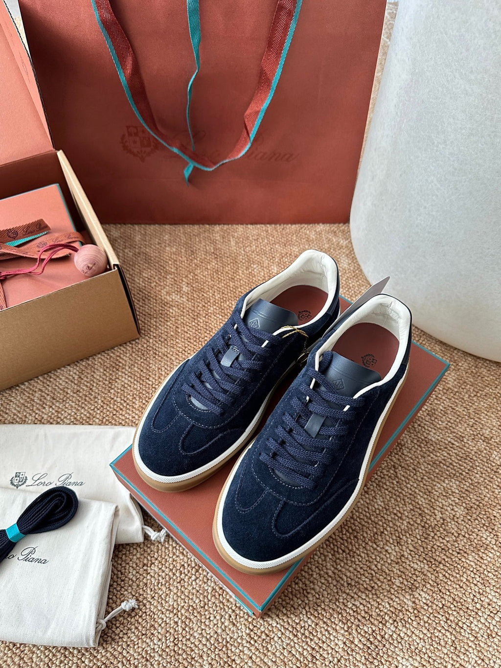 Loro Piana Suede Low-Top Sneakers - Navy Blue
