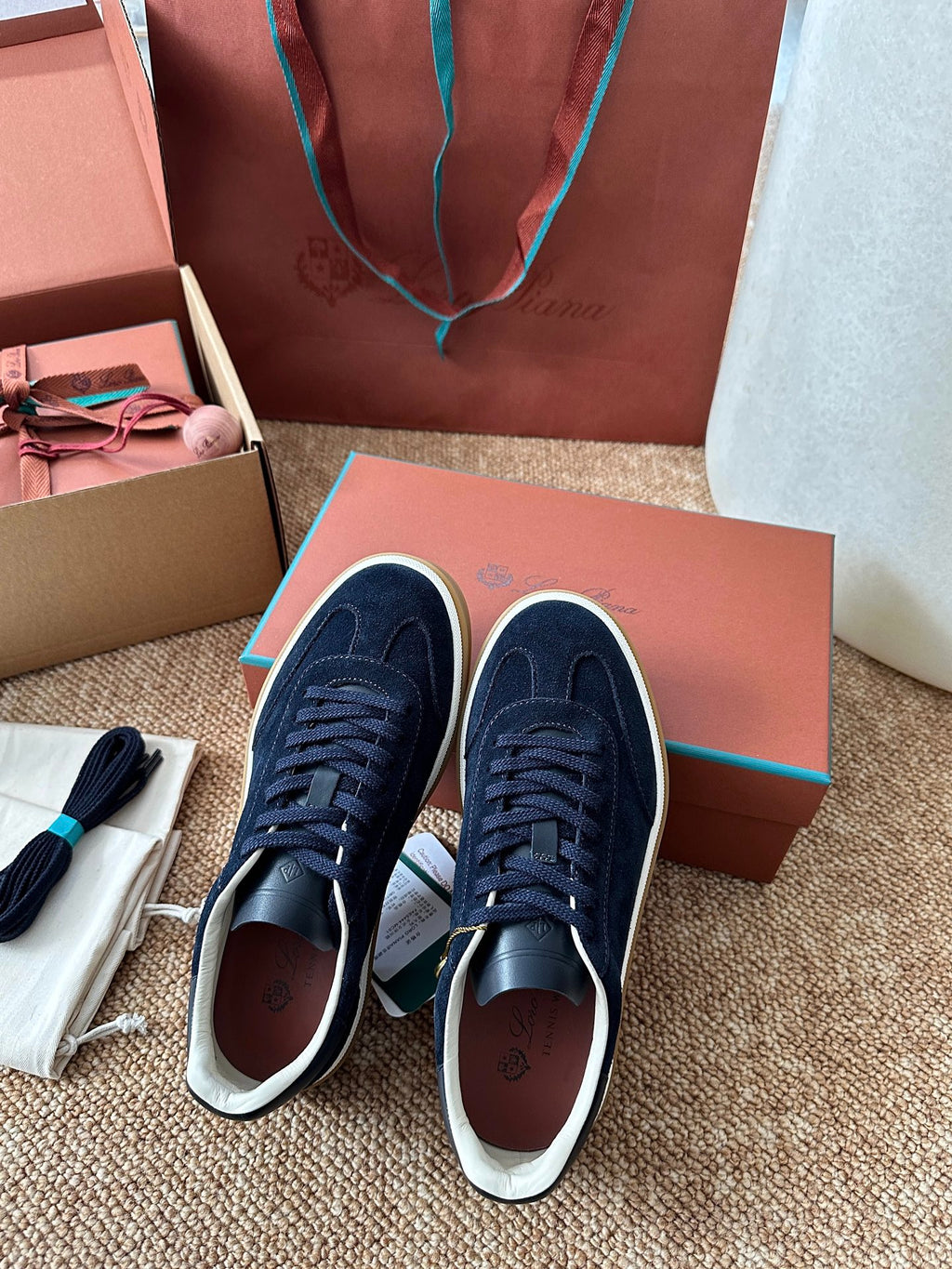 Loro Piana Suede Low-Top Sneakers - Navy Blue