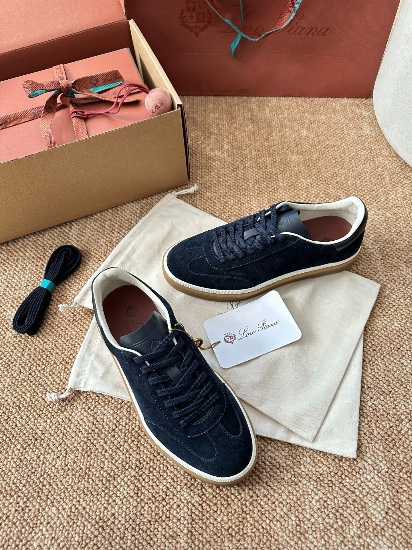 Loro Piana Suede Low-Top Sneakers - Navy Blue