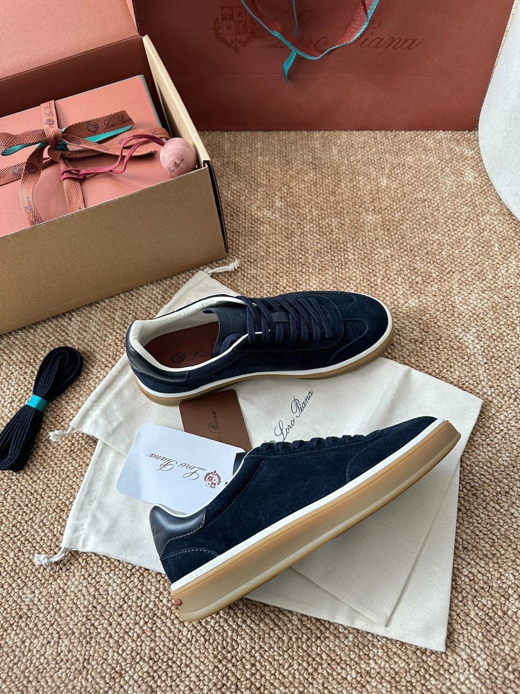 Loro Piana Suede Low-Top Sneakers - Navy Blue