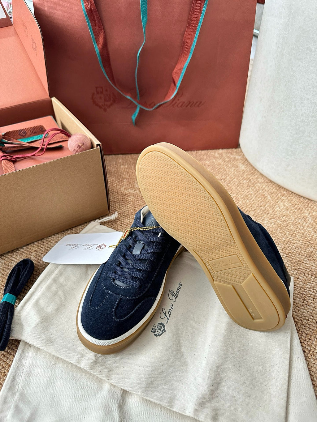 Loro Piana Suede Low-Top Sneakers - Navy Blue