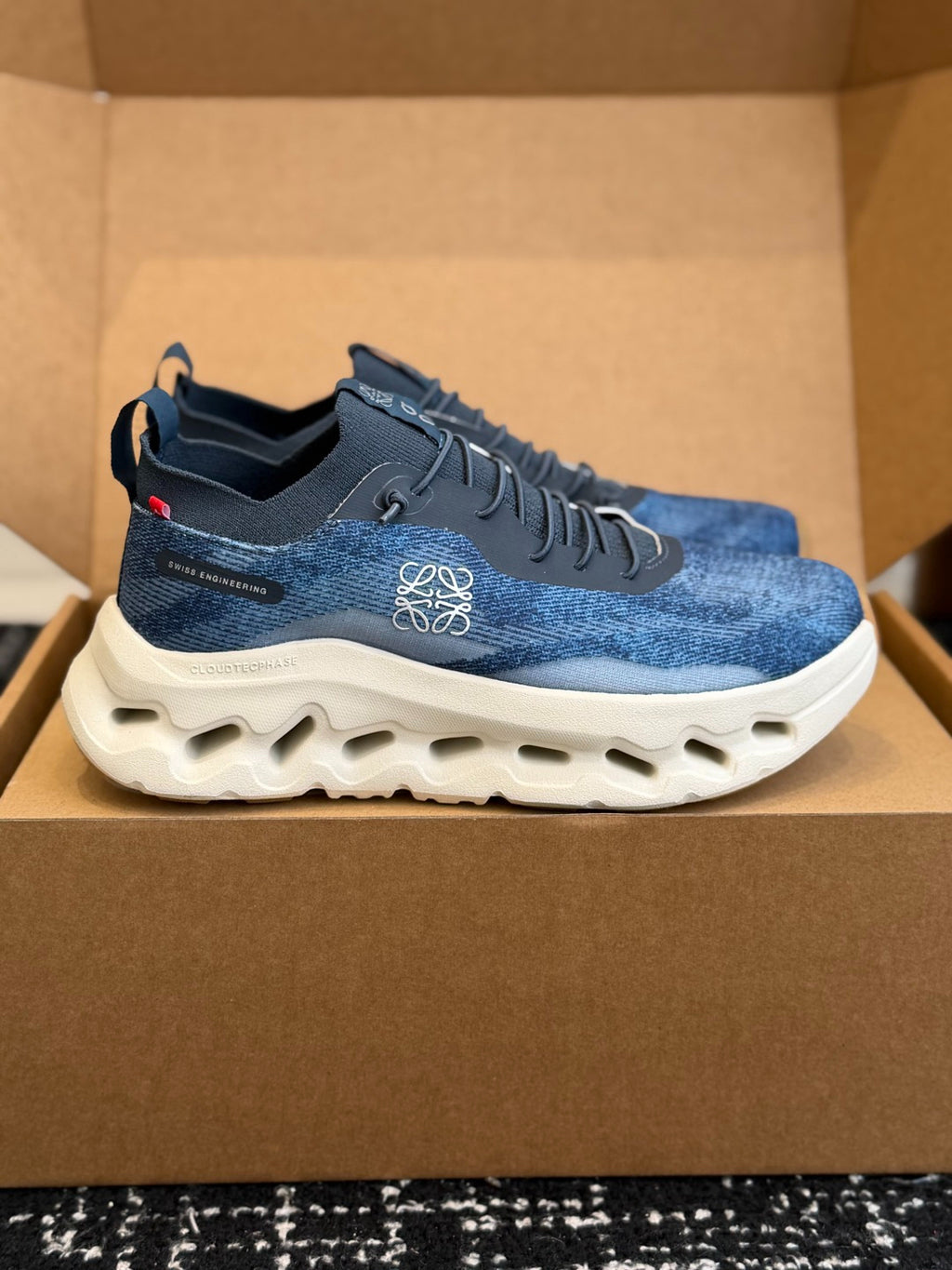 LOEWE x On Cloudtilt Denim Print Knit Jogging Casual Sneakers