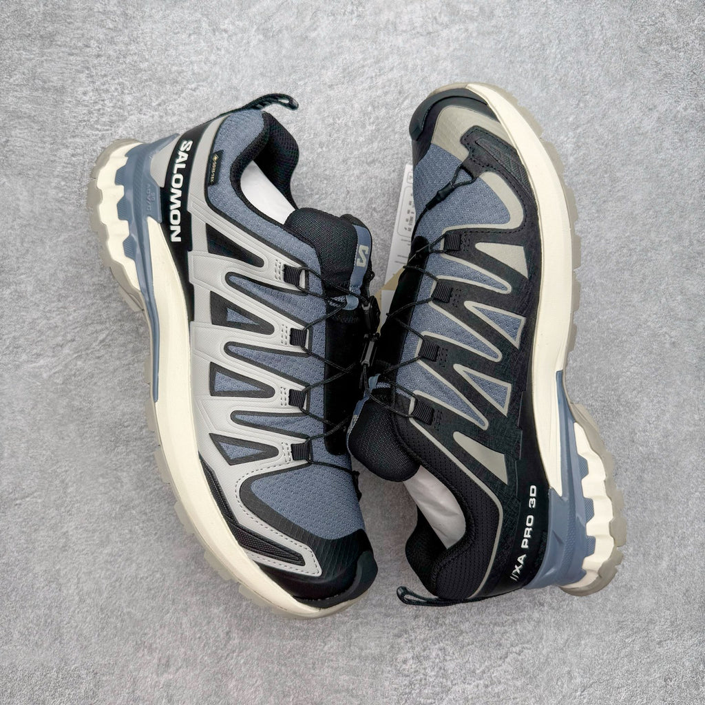 Salomon XA Pro 3D V9 GTX Grey Blue Men Women Waterproof Trail Shoes