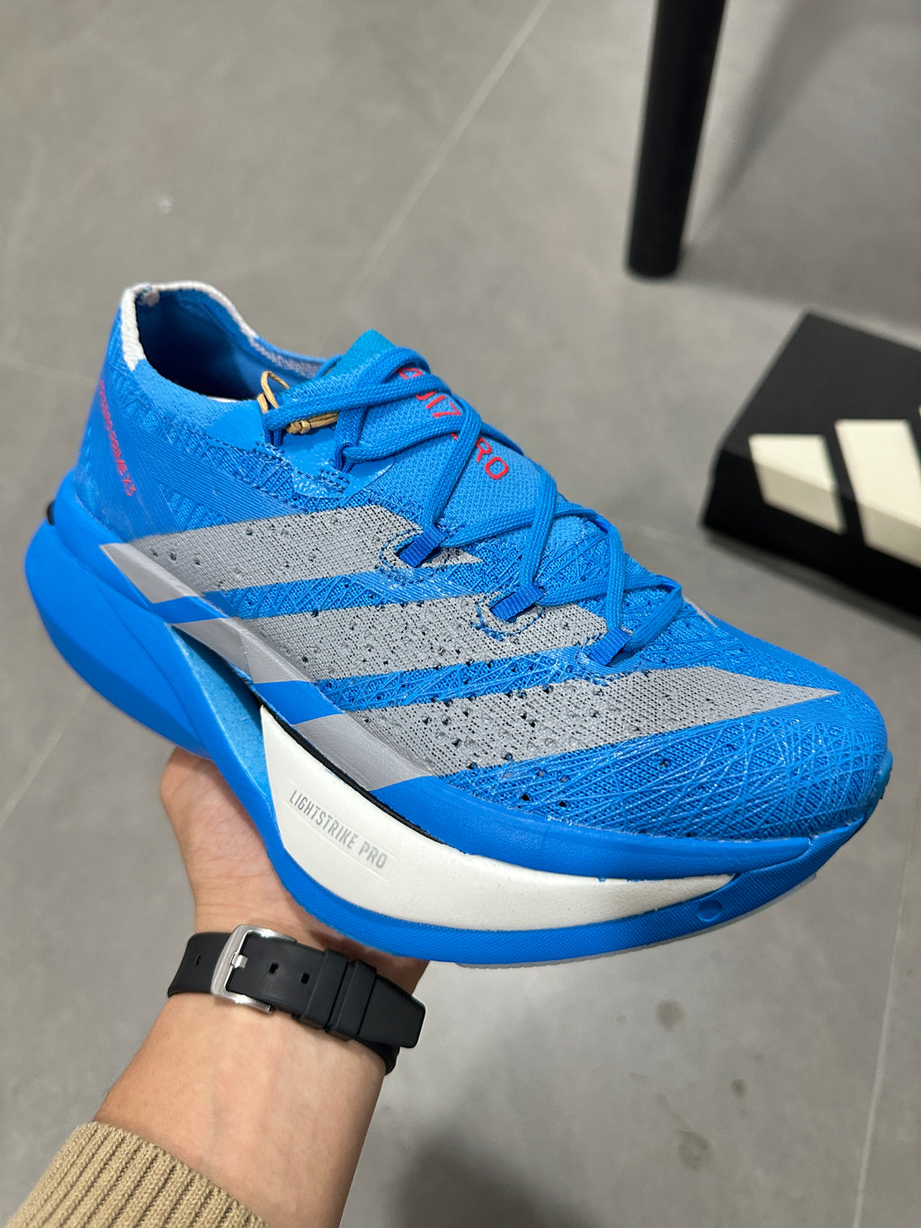 Adidas ADIZERO ADIOS PRO 4 (Blue / Silver colorway)