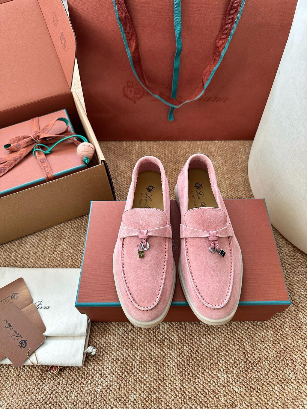 Pink Suede Slip-On Loafers, Loro Piana Style