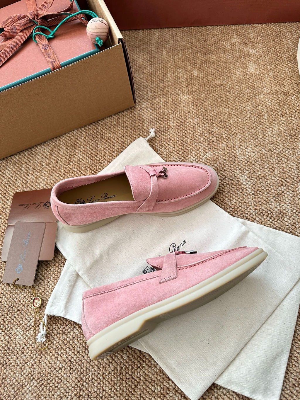 Pink Suede Slip-On Loafers, Loro Piana Style