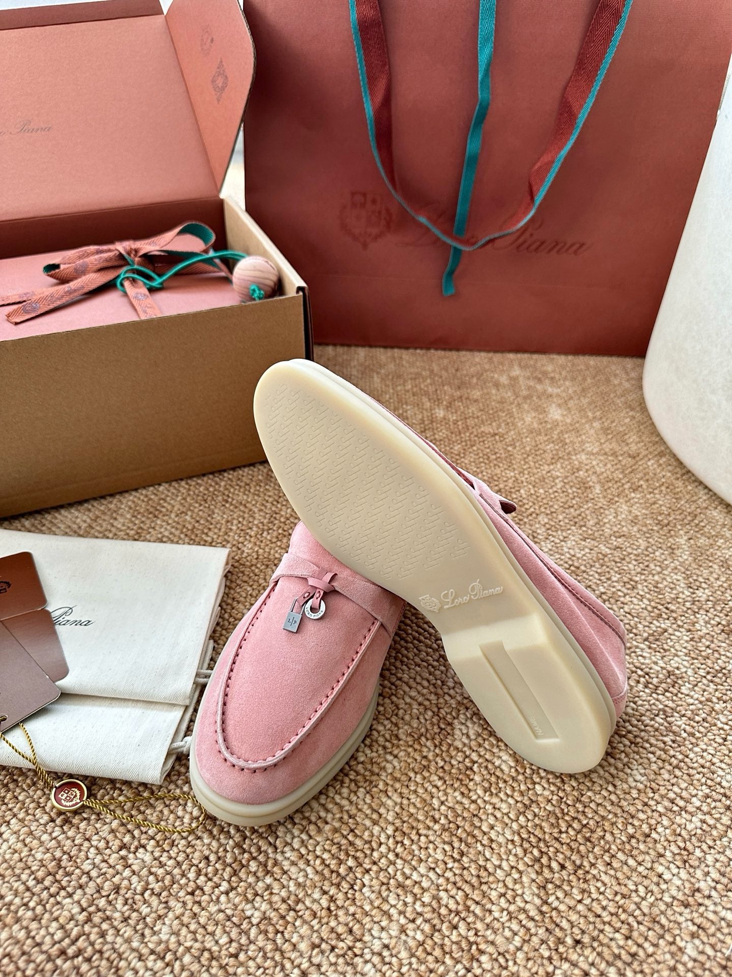 Pink Suede Slip-On Loafers, Loro Piana Style