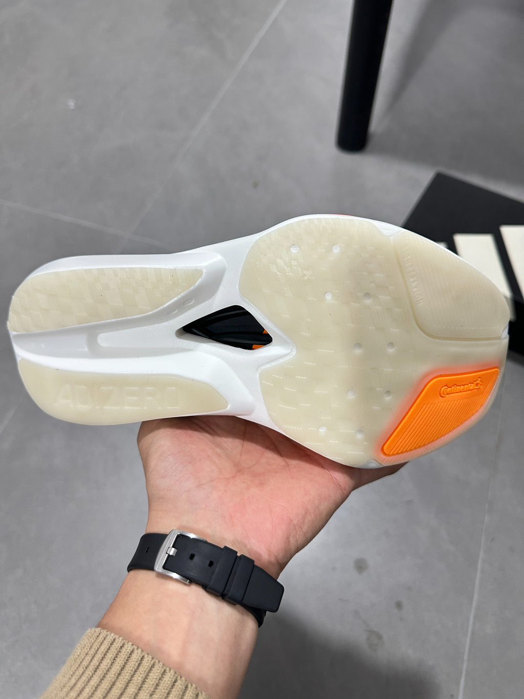 Adidas ADIZERO ADIOS PRO 4 (Beige / Orange / Turquoise colorway)