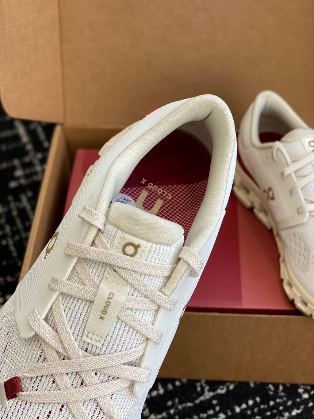 On Cloud X Off White Red Gold Mesh Casual Training Sneakers