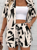 New Fashion Geometric Print Spring Summer Shorts Women'S Set