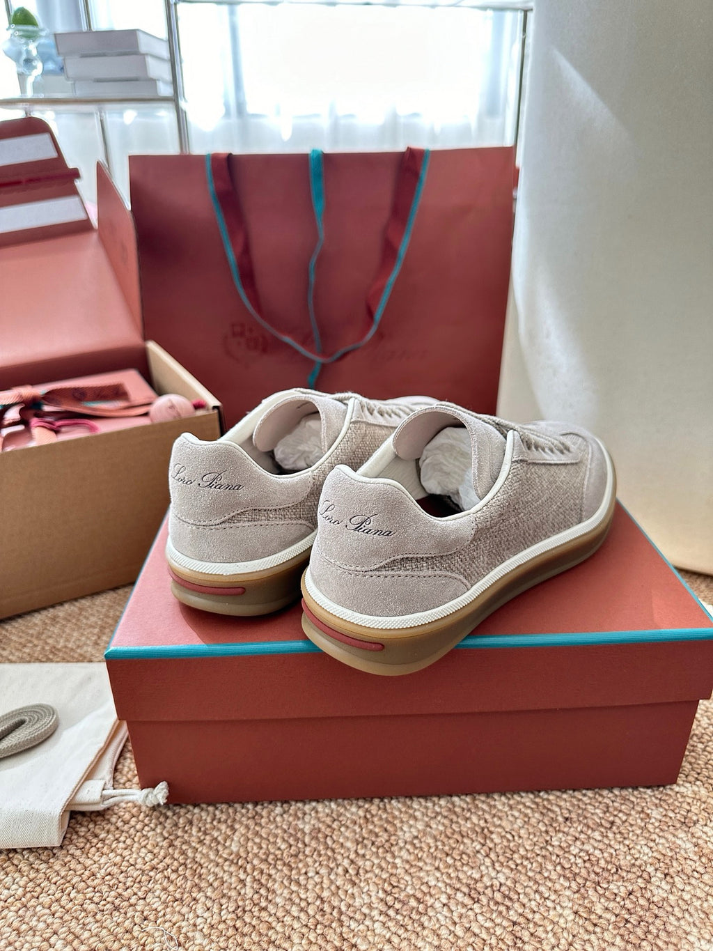 Loro Piana Suede & Linen Low-Top Sneakers - Light Beige