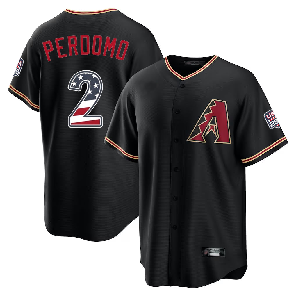 Arizona Diamondbacks #2 Geraldo Perdomo Player Black USA 250 Fourth of July Game Home Stitched Baseball Jersey