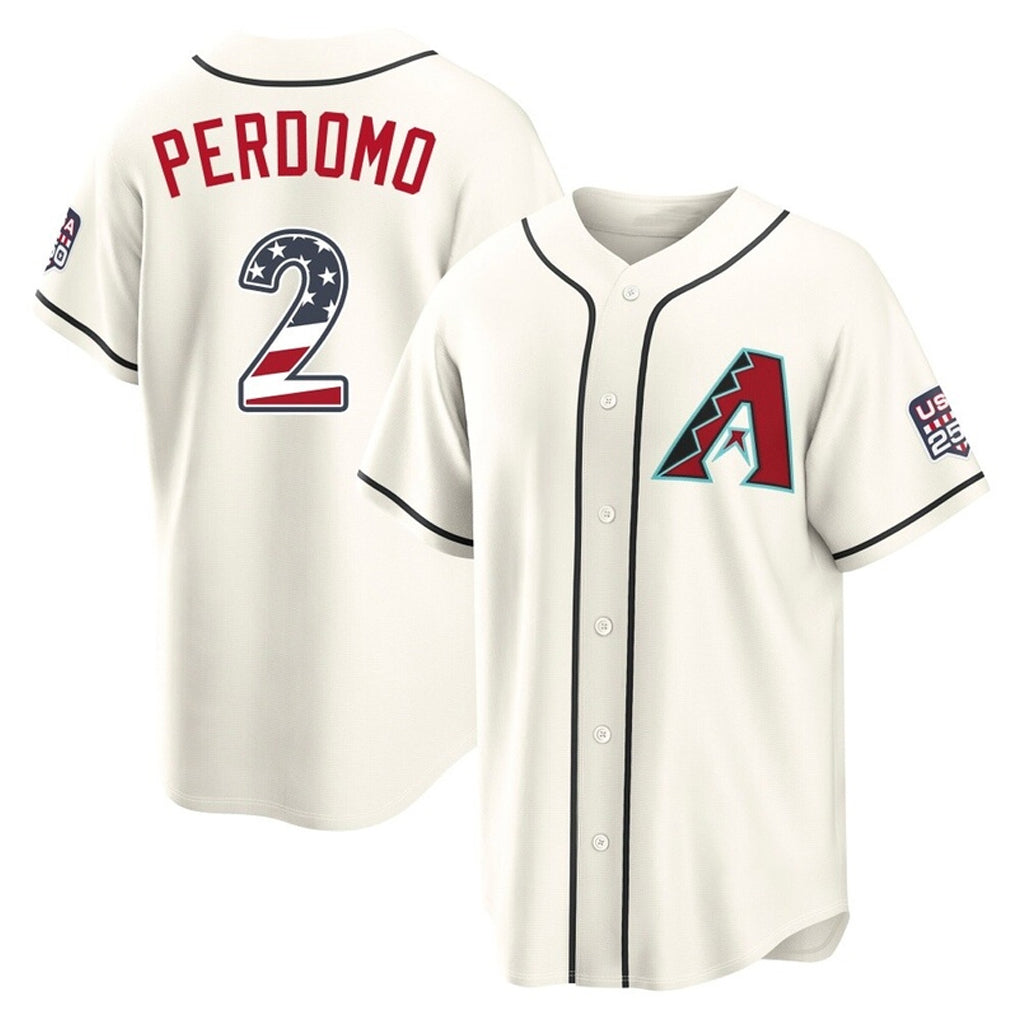 Arizona Diamondbacks #2 Geraldo Perdomo Player Cream USA 250 Fourth of July Home Game Stitched Baseball Jersey