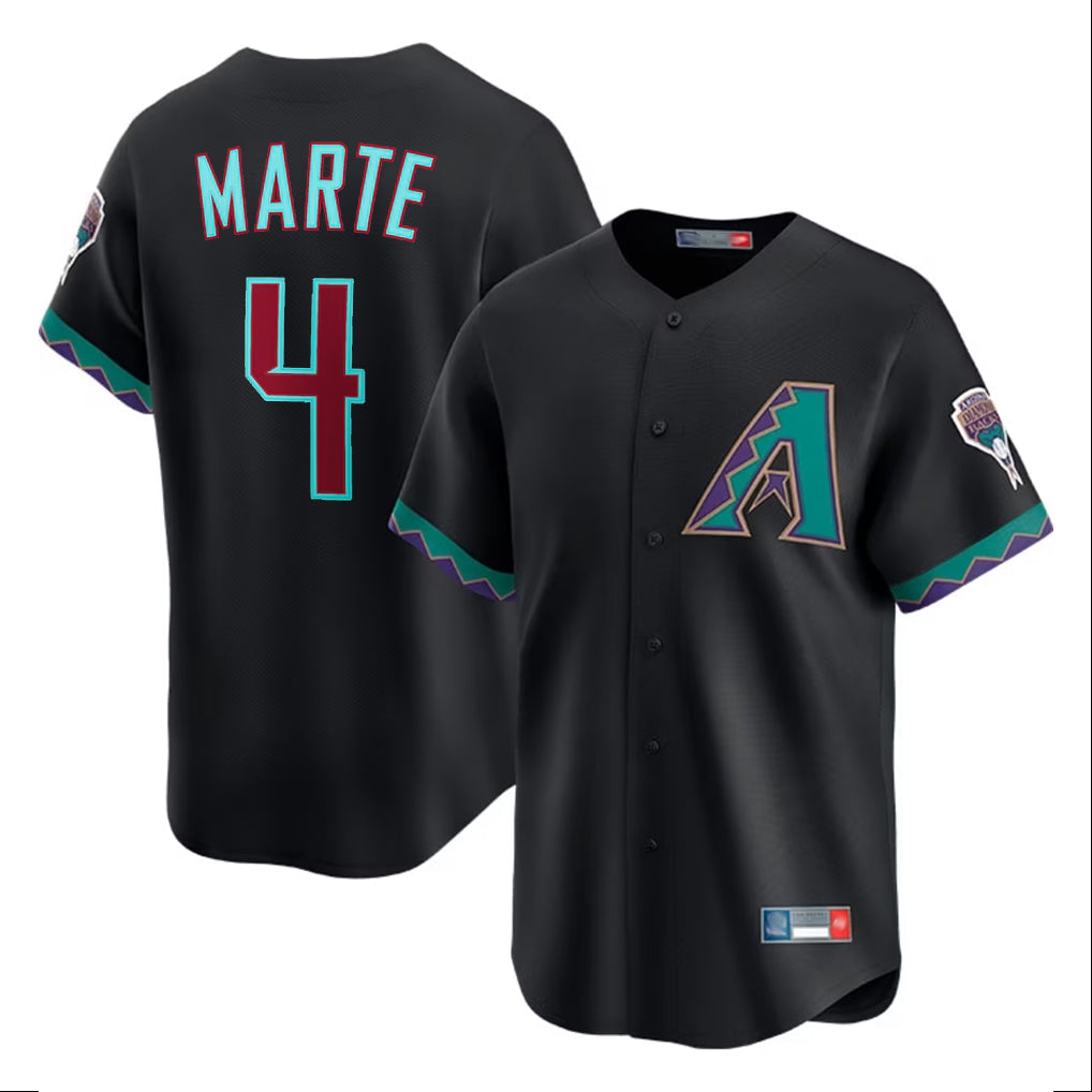 Arizona Diamondbacks #4 Ketel Marte Player Black Fashion Out Home Game Stitched Baseball Jersey